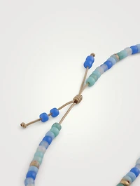 Beaded Necklace With Blue Lace Gemstones And 14K Yellow Gold
