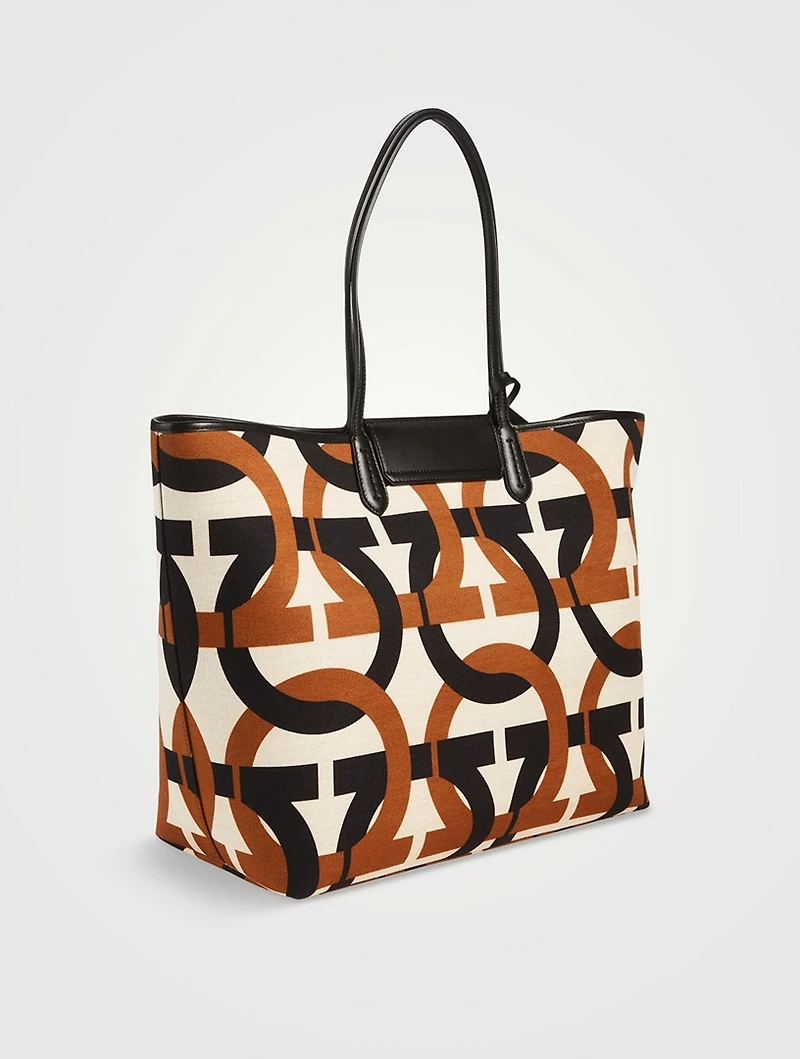 Gancini Printed Canvas Tote Bag