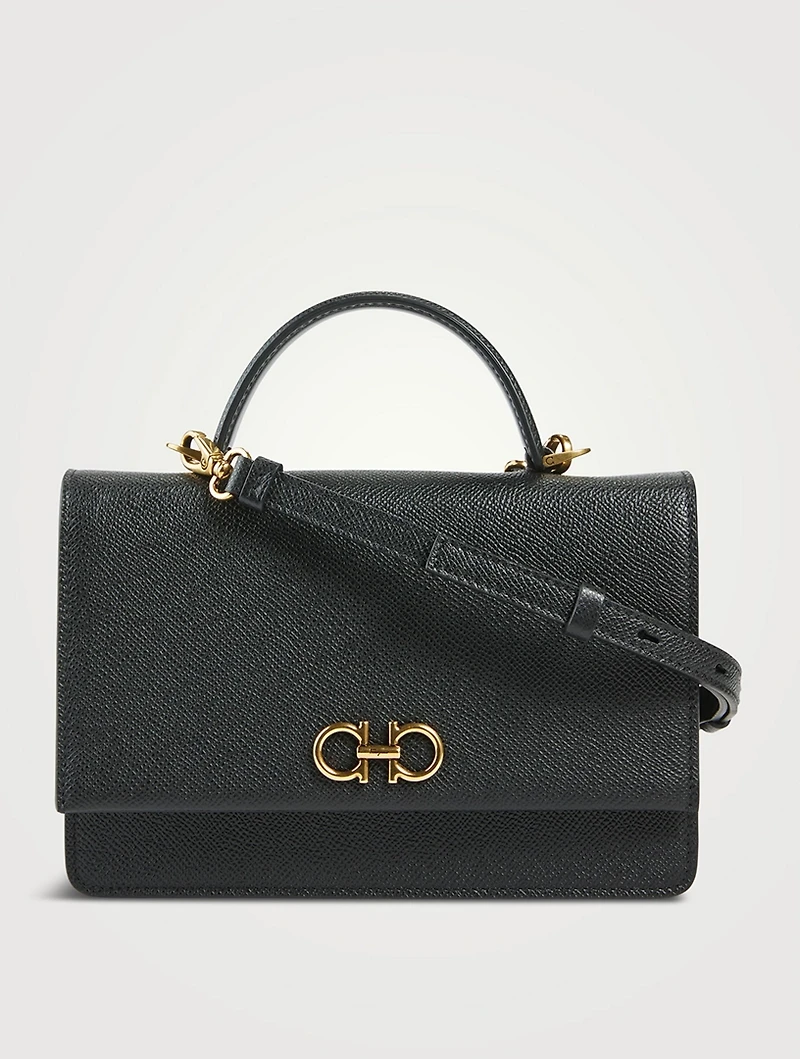 Mini Gancini Leather Top Handle Bag