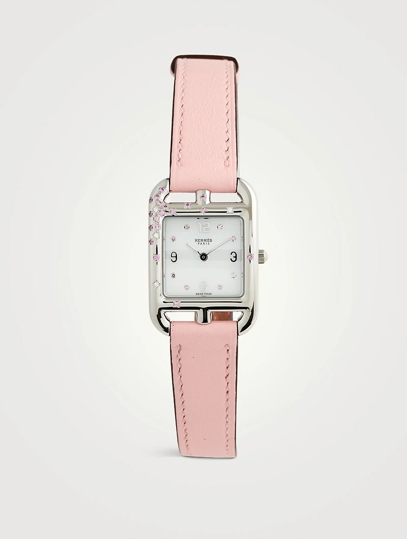Cape Cod PM Leather Strap Watch With Diamonds And Sapphire