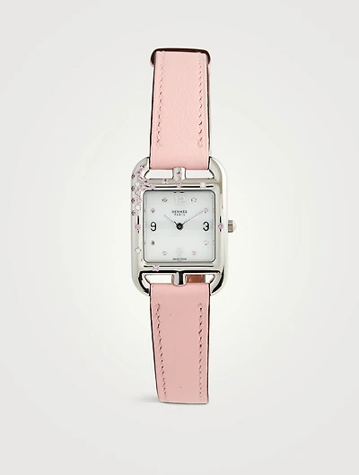 Cape Cod PM Leather Strap Watch With Diamonds And Sapphire