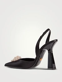Crystal La Medusa Satin Slingback Pumps