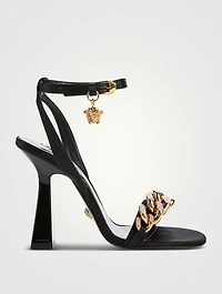 Medusa Chain High Heel Sandals With Crystals