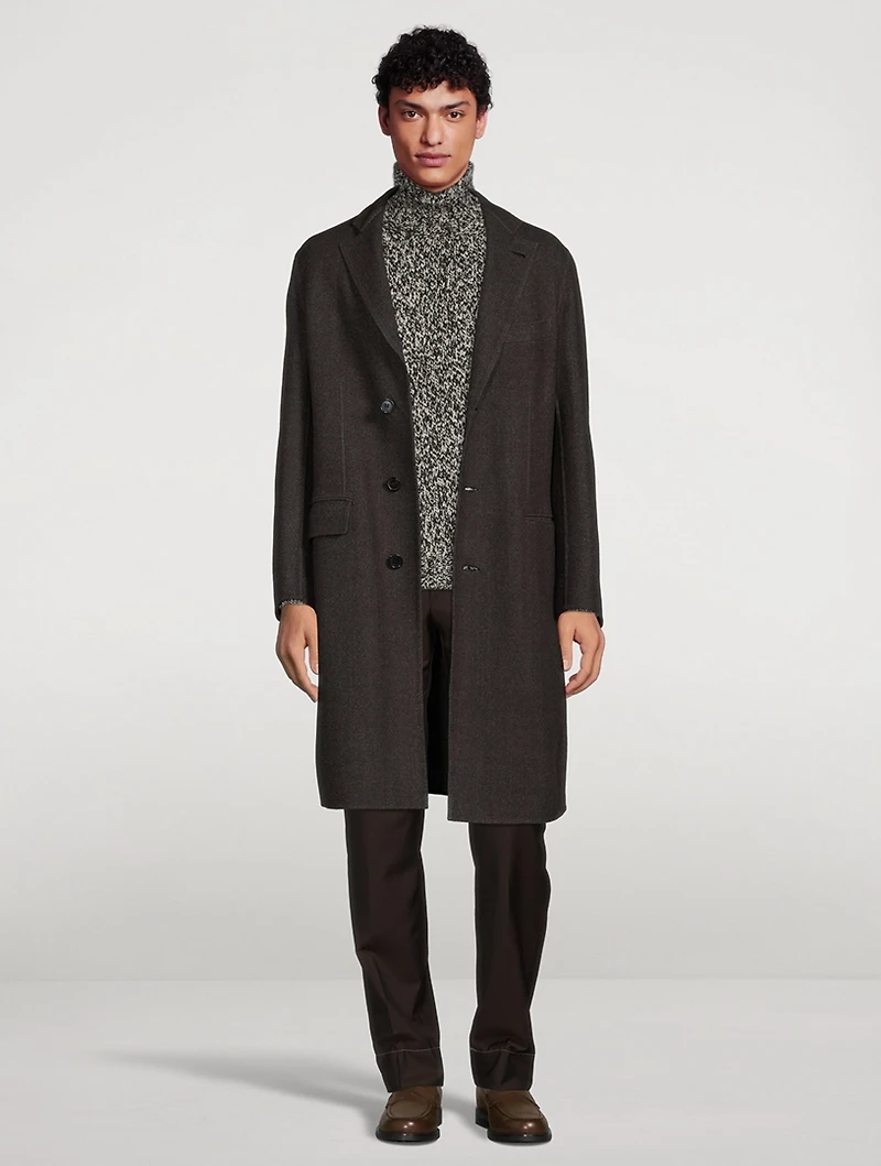 Solferino Virgin Wool Overcoat