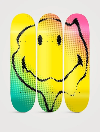 Skateroom x Smiley Acid House Triptych Skateboard Art