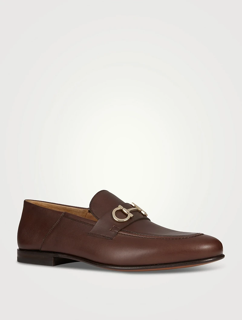 Leather Loafers With Gancini Ornament
