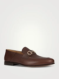 Leather Loafers With Gancini Ornament