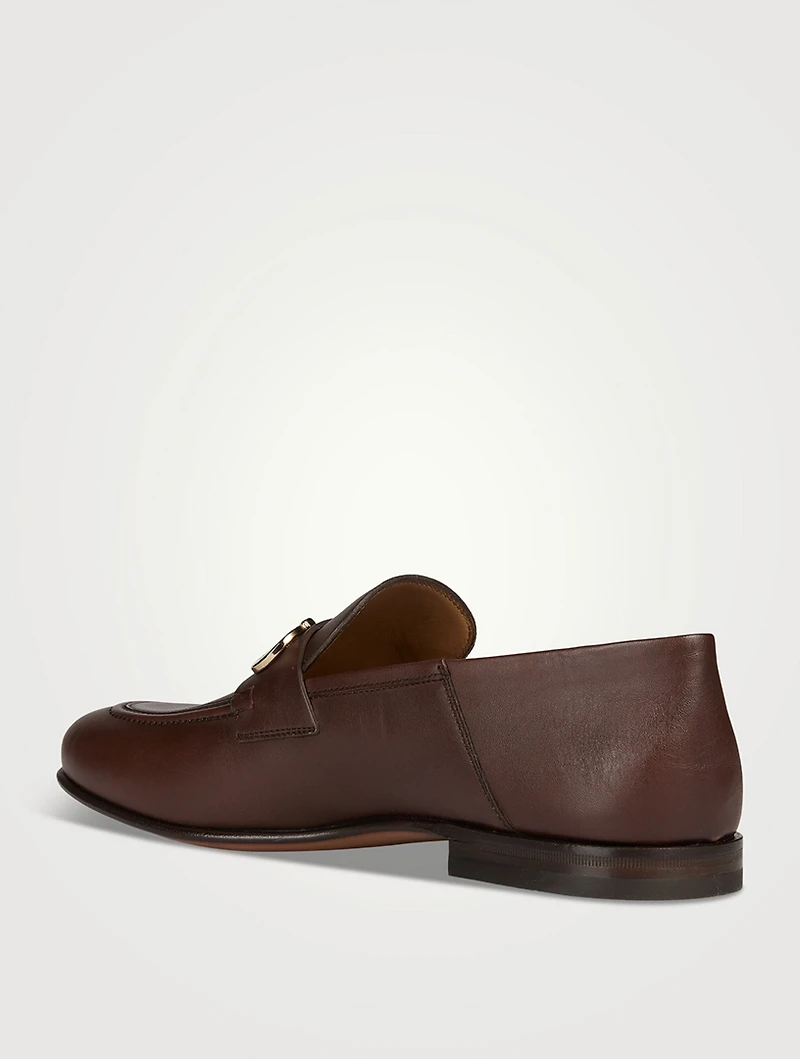 Leather Loafers With Gancini Ornament