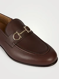 Leather Loafers With Gancini Ornament