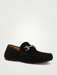 Suede Loafers With Gancini Ornament