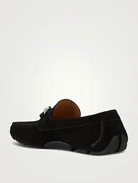 Suede Loafers With Gancini Ornament