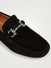 Suede Loafers With Gancini Ornament
