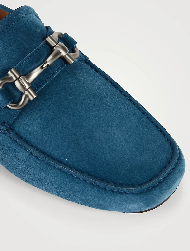 Gancini Suede Driver Shoes