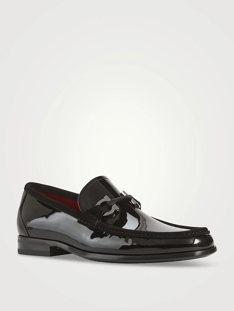 Patent Leather Loafers With Gancini Ornament