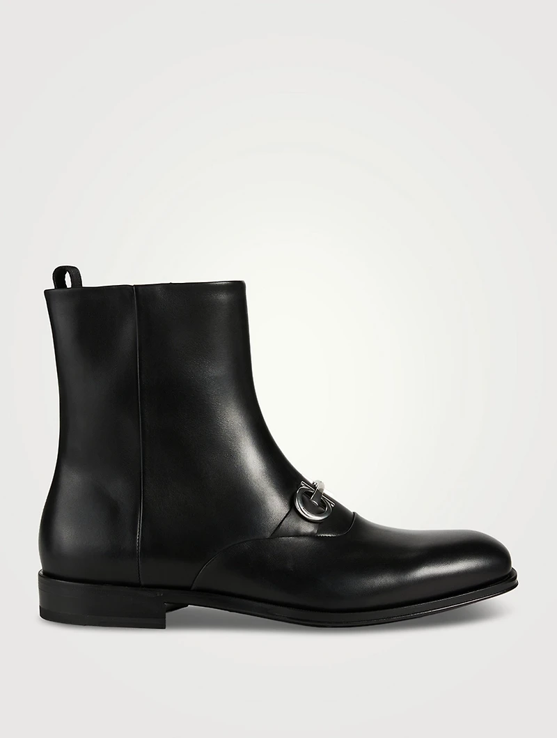 Gancini Leather Boots