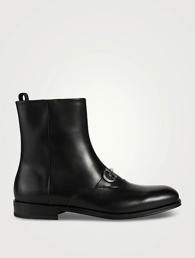Gancini Leather Boots