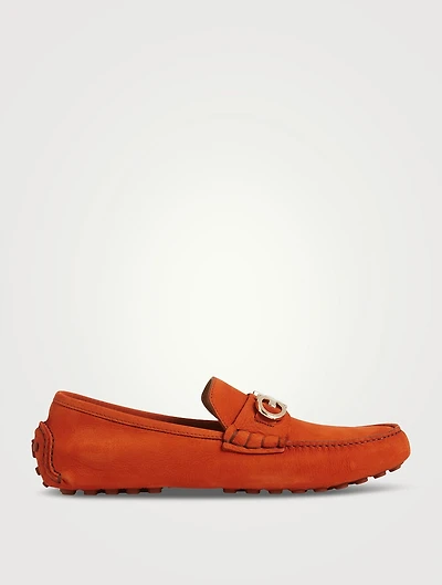 Gancini Suede Driver Shoes