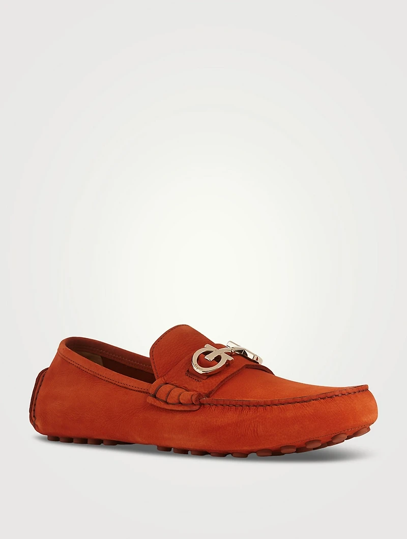 Gancini Suede Driver Shoes