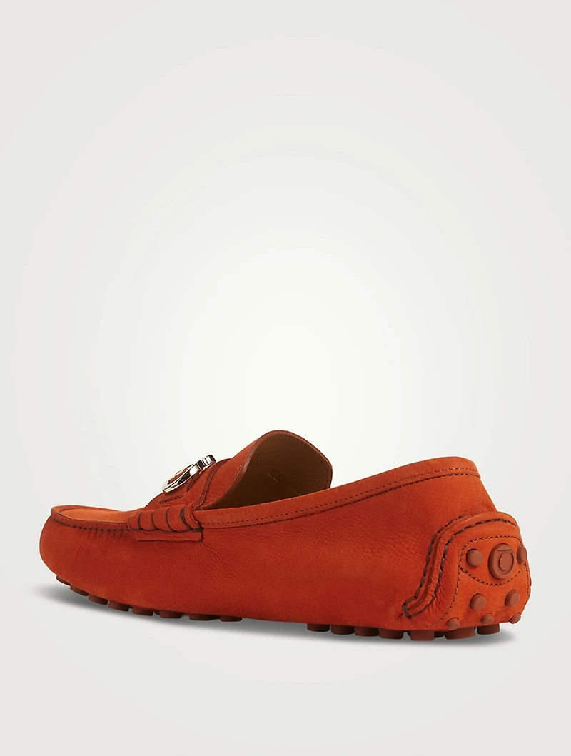 Gancini Suede Driver Shoes