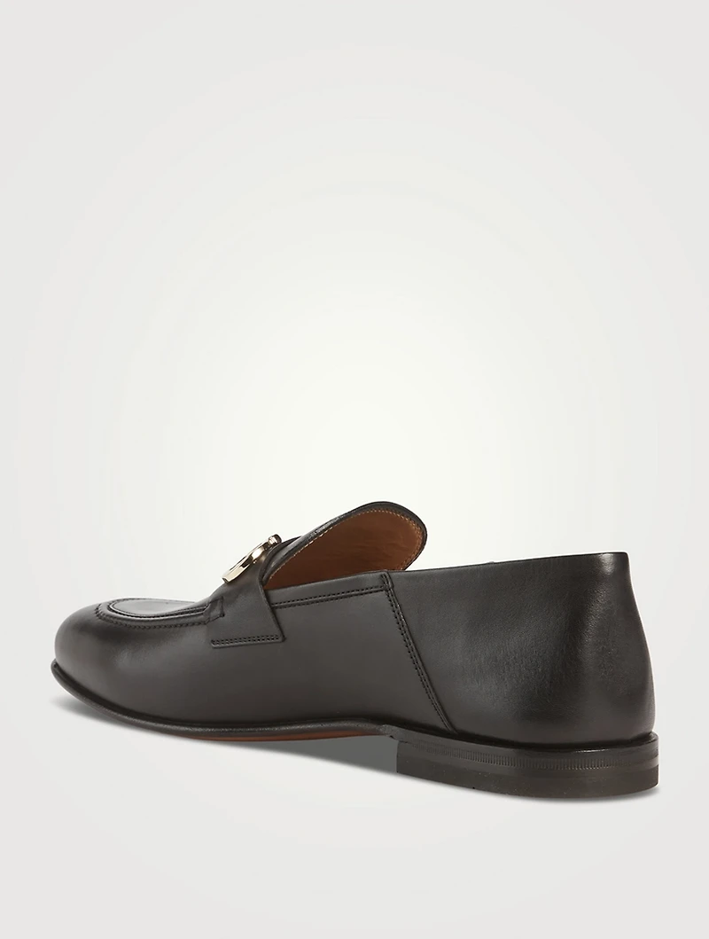 Leather Loafers With Gancini Ornament