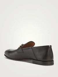 Leather Loafers With Gancini Ornament