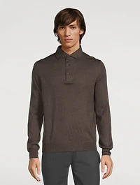 Wool Long-Sleeve Polo Shirt