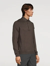 Wool Long-Sleeve Polo Shirt
