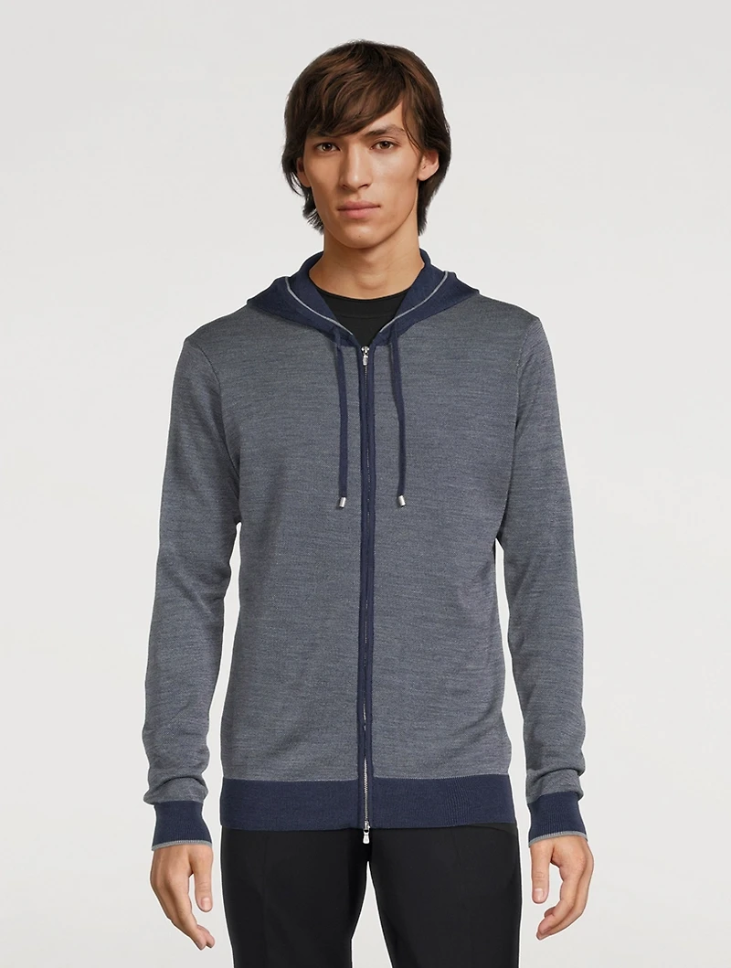 Merino Wool Long-Sleeve Sweater With Hood