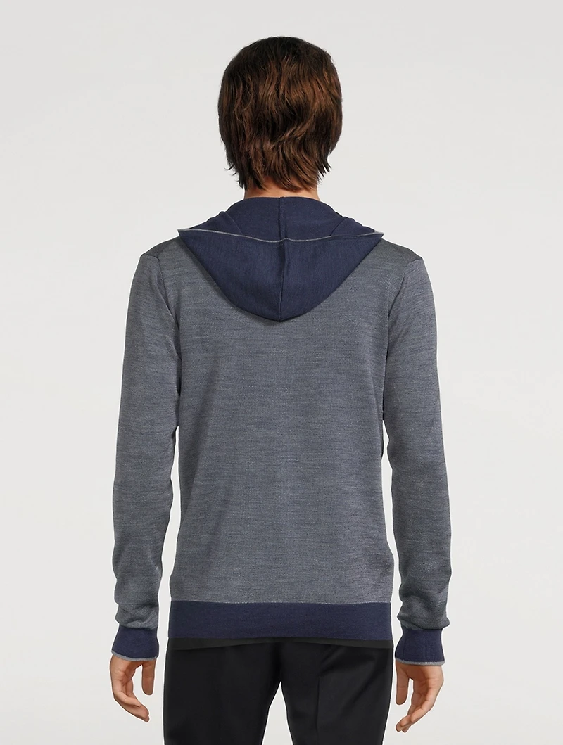 Merino Wool Long-Sleeve Sweater With Hood