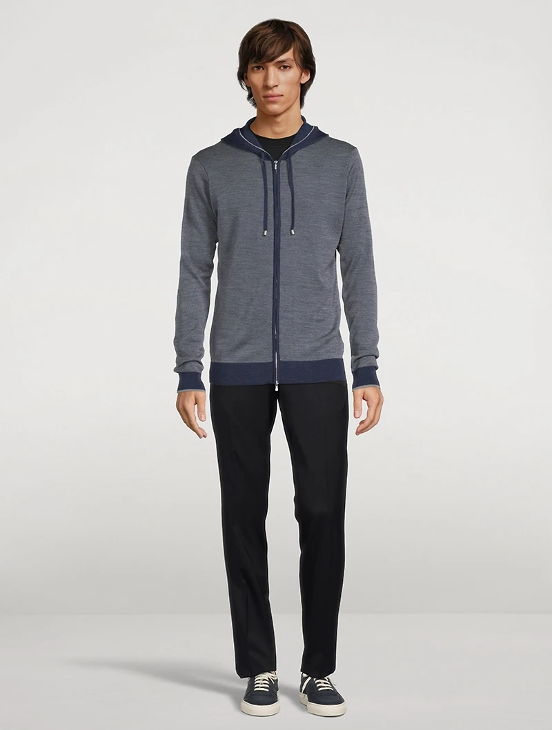 Merino Wool Long-Sleeve Sweater With Hood