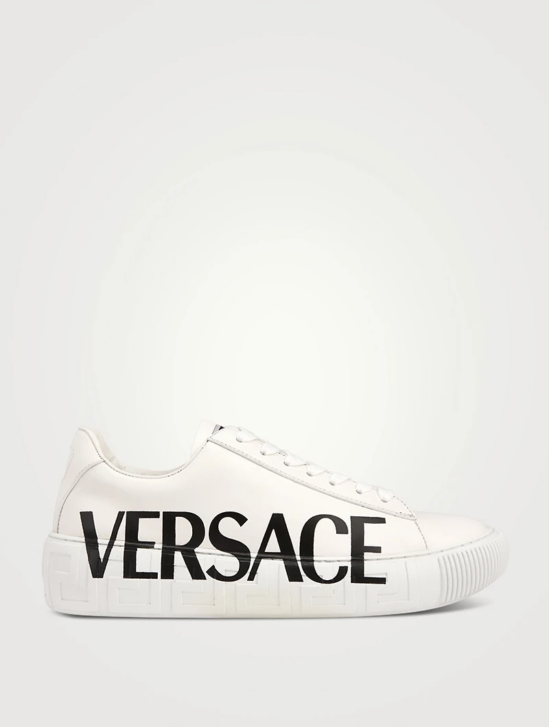 Greca Logo Leather Sneakers