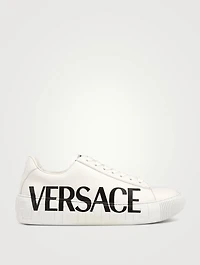 Greca Logo Leather Sneakers