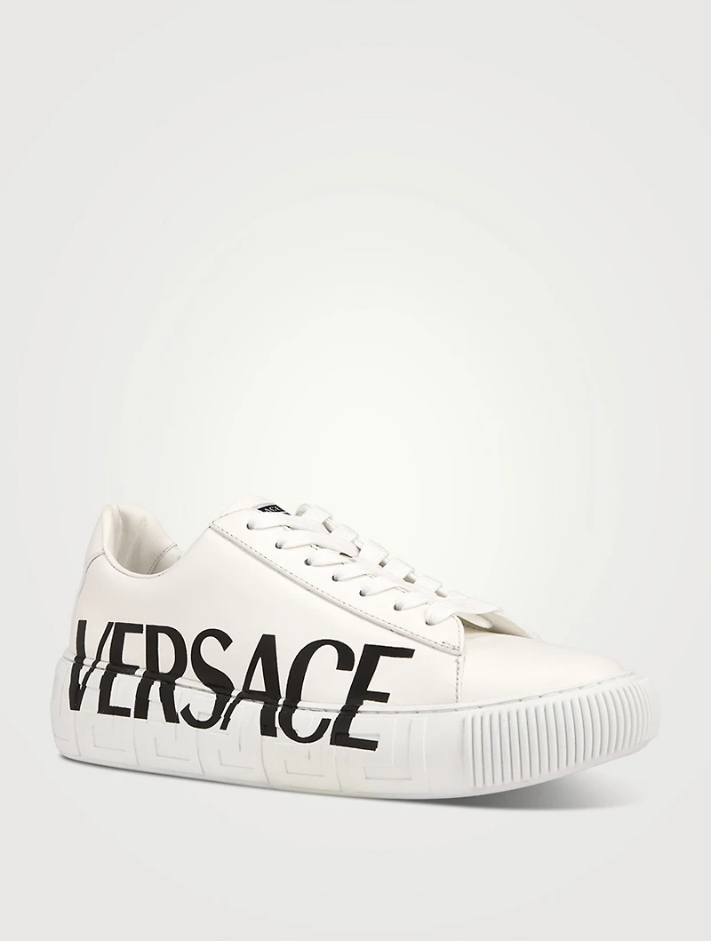 Greca Logo Leather Sneakers