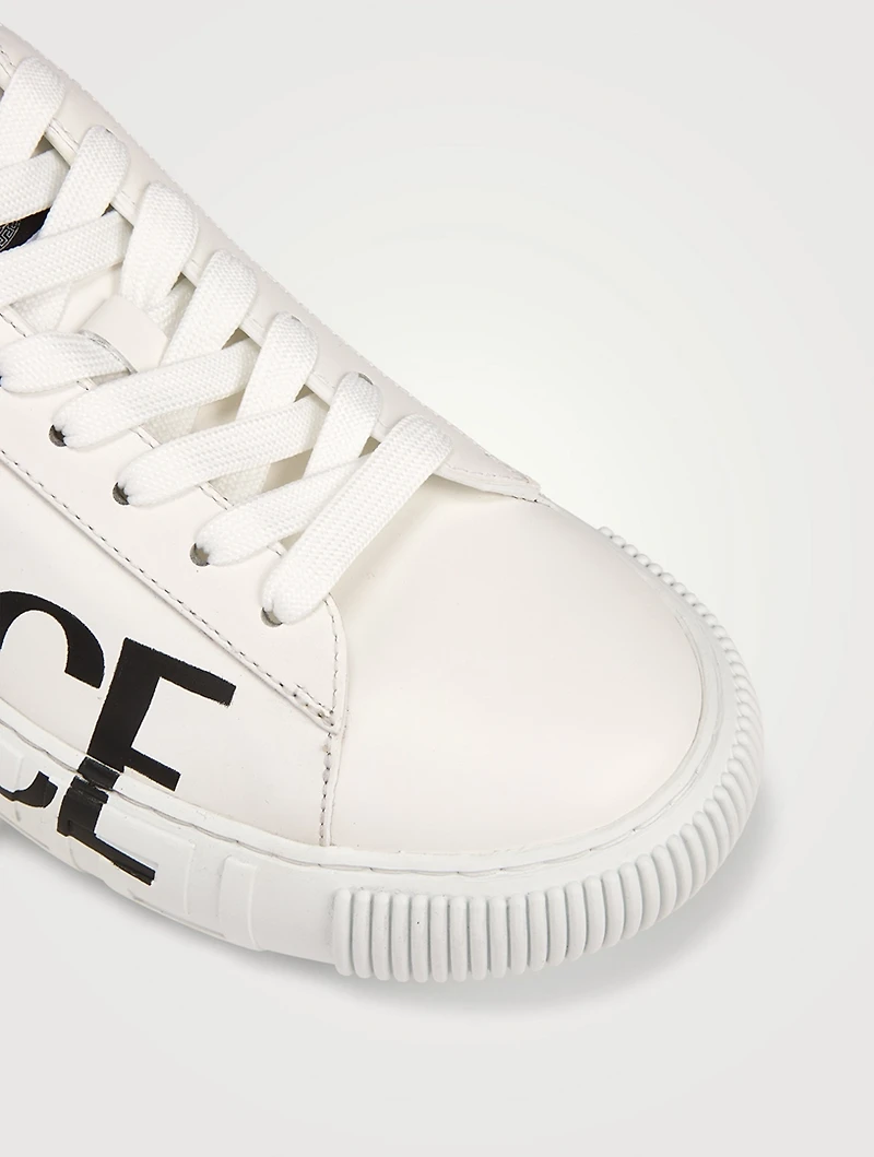 Greca Logo Leather Sneakers