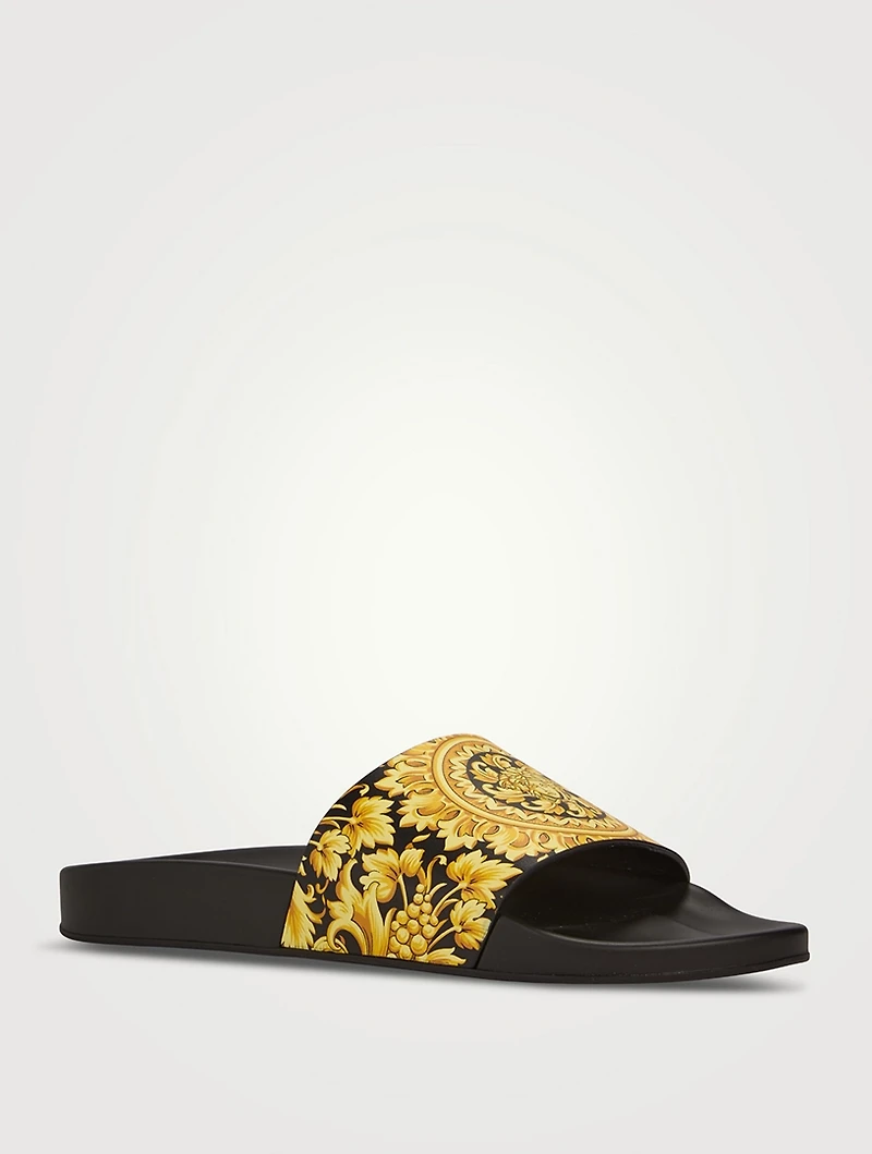 Barocco Leather Slide Sandals