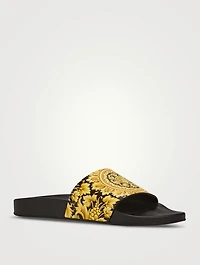 Barocco Leather Slide Sandals