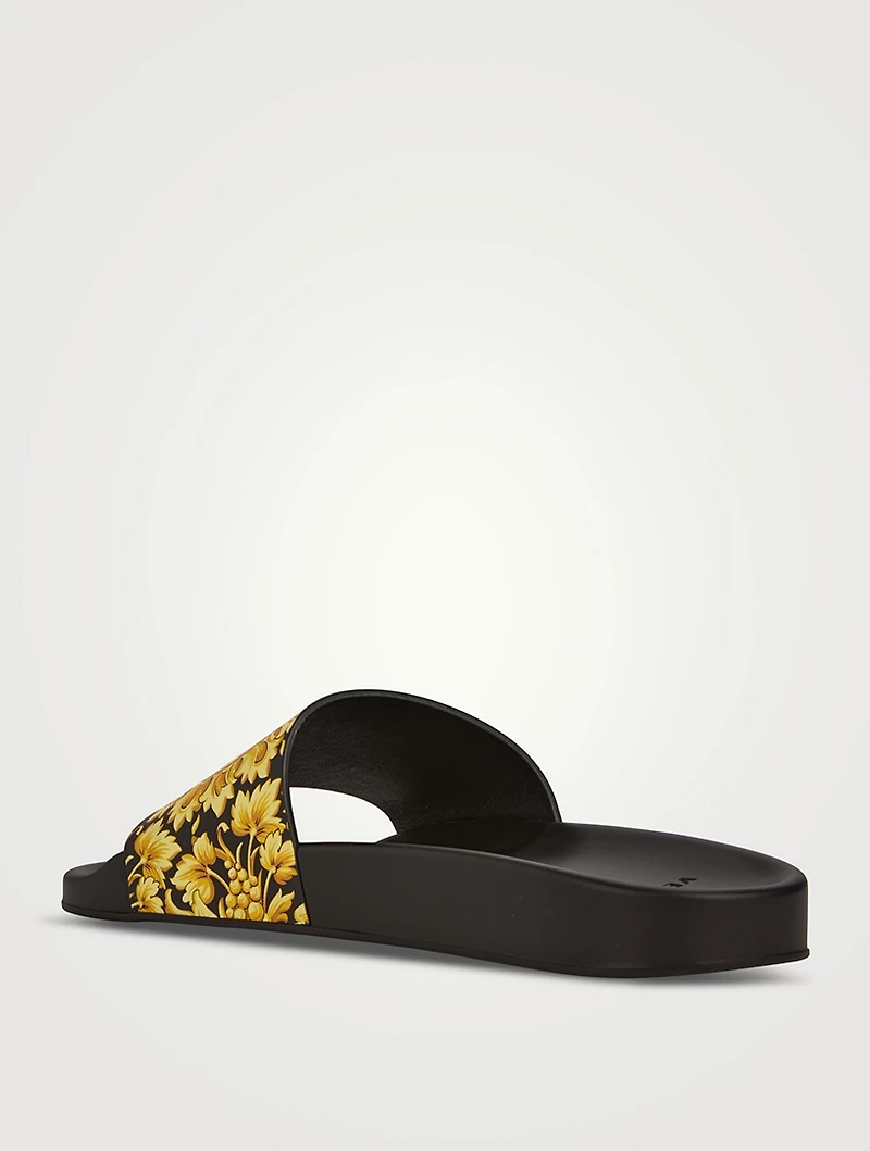 Barocco Leather Slide Sandals