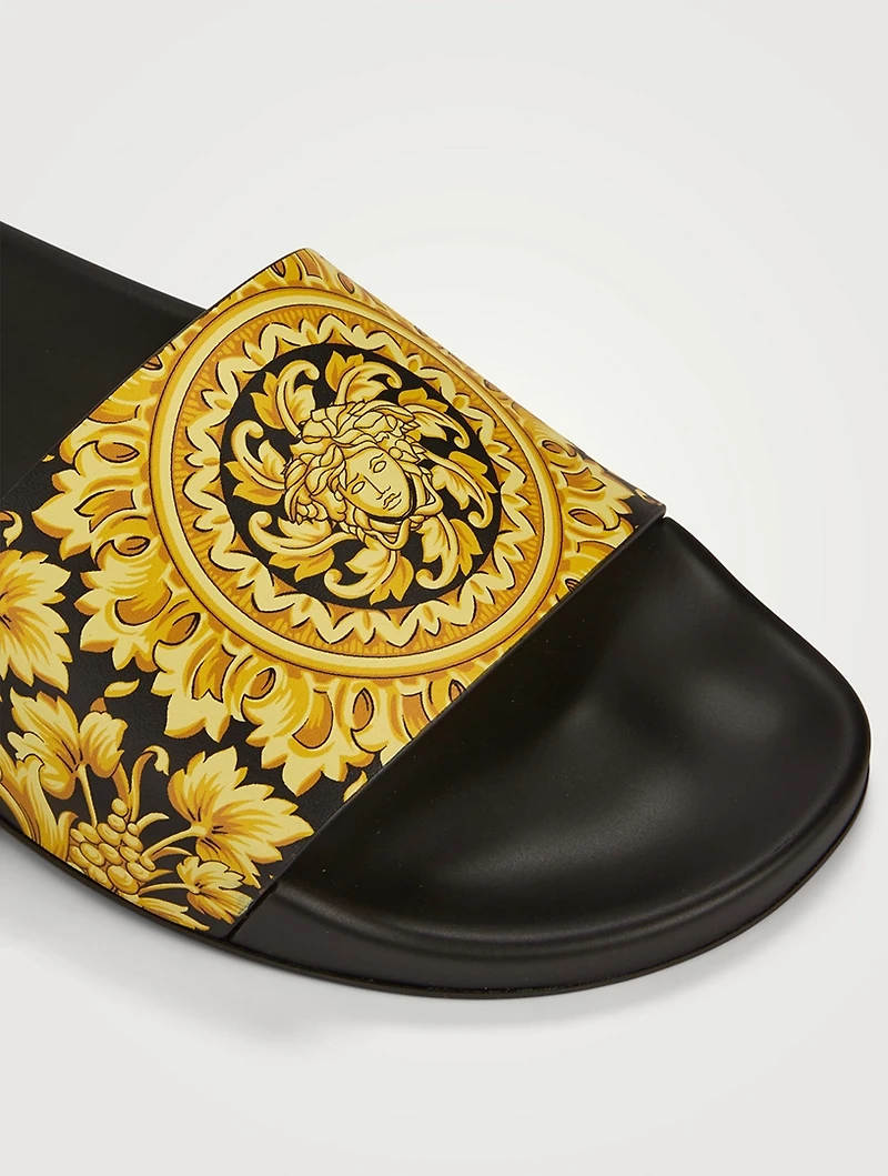 Barocco Leather Slide Sandals