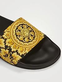 Barocco Leather Slide Sandals