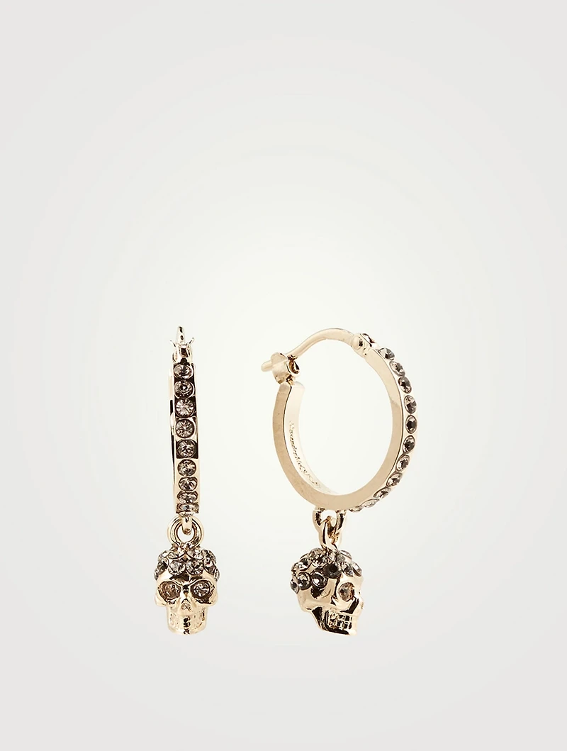 Skull Hoop Earrings Wth Crystals
