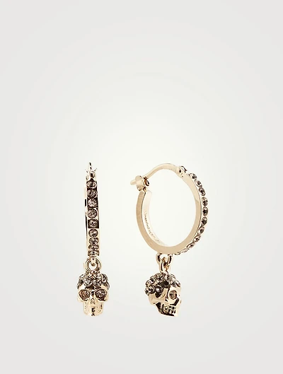 Skull Hoop Earrings Wth Crystals