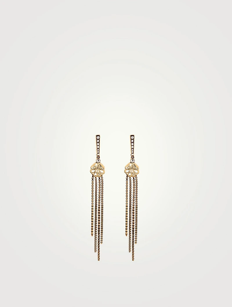 Seal Chain Drop Earrings With Crystals