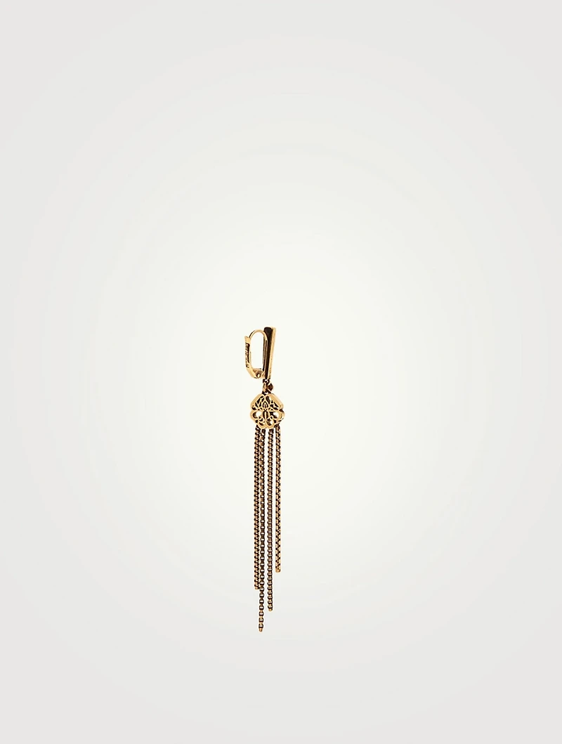 Seal Chain Drop Earrings With Crystals