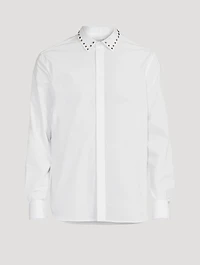Cotton Shirt With Stud Collar