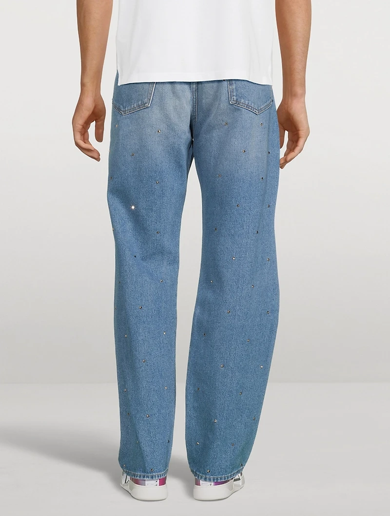 Straight-Leg Jeans With Rockstud Spike Studs
