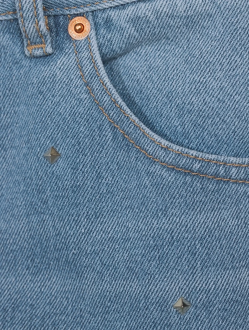 Straight-Leg Jeans With Rockstud Spike Studs