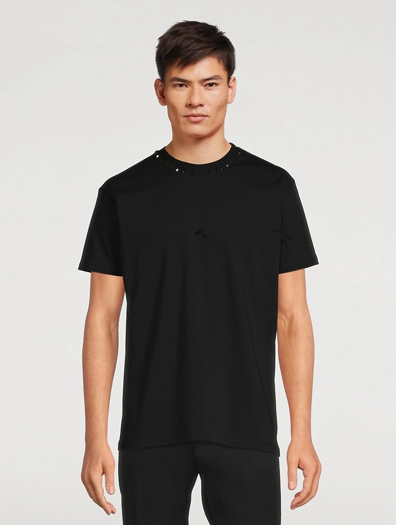 Cotton T-Shirt With Untitled Studs