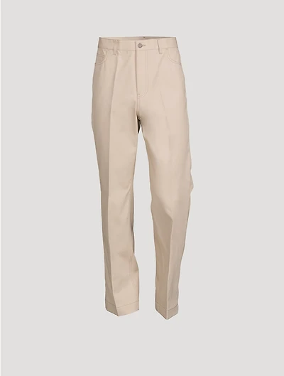 Cotton Gabardine Straight-Leg Pants