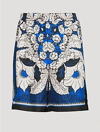 Silk Shorts Floral Bandana Print