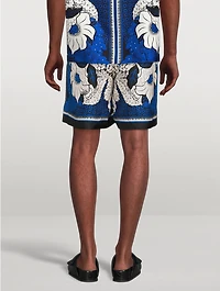 Silk Shorts Floral Bandana Print